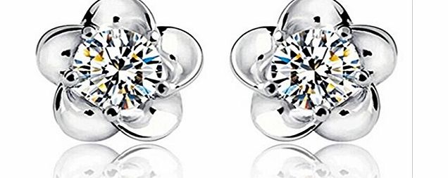Sterling Silver Austria Crystal Stud Earrings for Women Fashion Jewelry Accessories