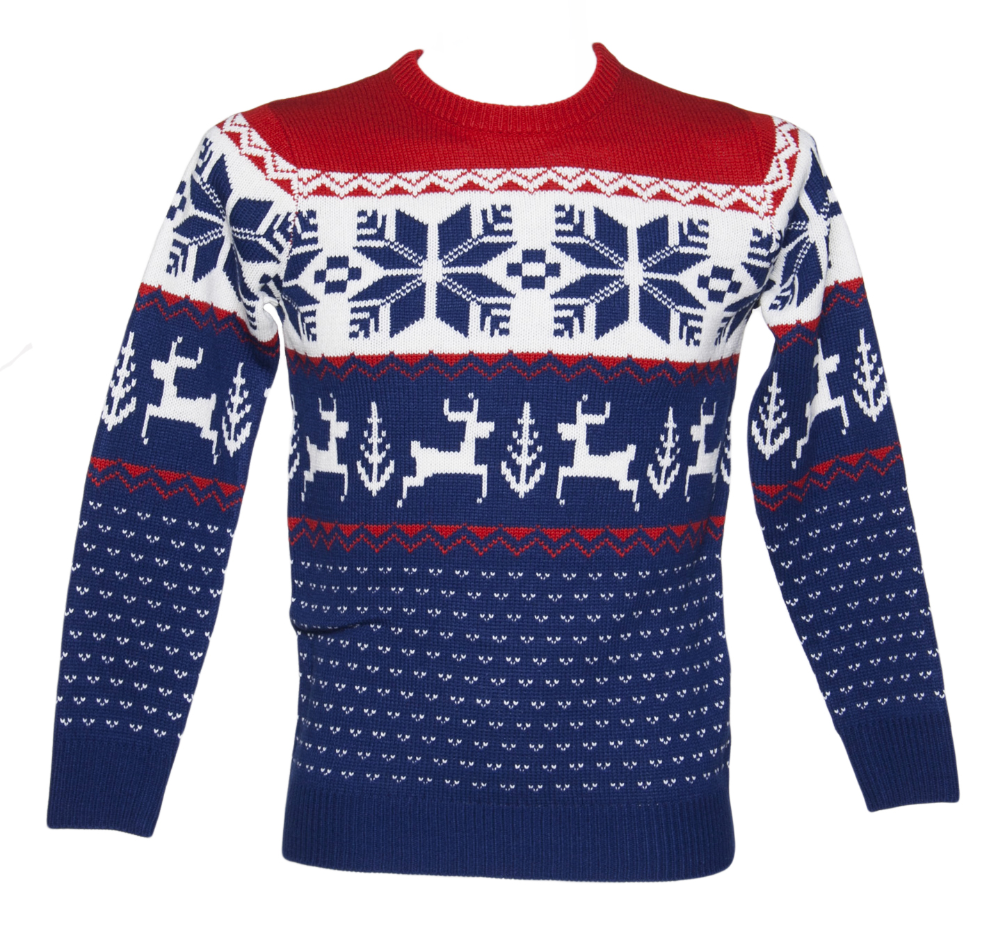 Cheesy Christmas Jumpers Unisex Blue and Red Wonderland Knitted Christmas
