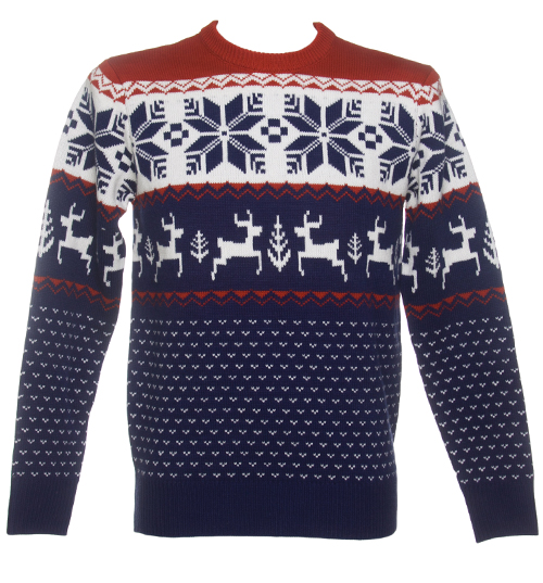 Cheesy Christmas Jumpers Unisex Blue Wonderland Knitted Christmas Jumper