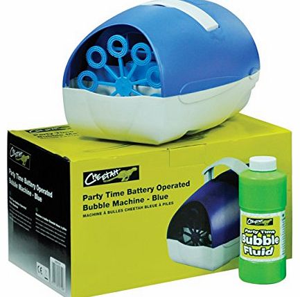 Cheetah BATTERY OR MAINS LARGE BLUE PARTY TIME BUBBLE MACHINE (UP TO150 BUBBLES PER MIN)