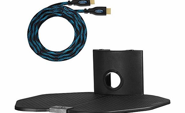 AS1B One (1) Shelf TV Component Wall Mount Shelving Bracket with 18x16`` (46x40cm) Shelf, 15 (4.5m) Twisted Veins HDMI Cable and Cable Management for Cable or Satellite Box, DVD Player,
