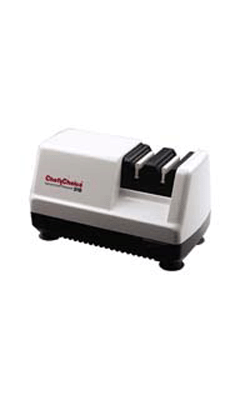 Chef`s Choice Two stage sharpener  Model 310   This knife sharpener is excellent value and achieves 