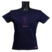 Ladies Outline Print T-Shirt - Navy.