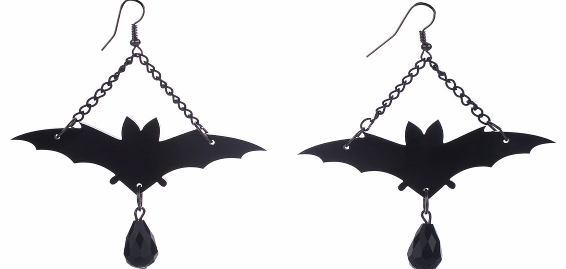 Black Acrylic Bat Chandelier Earrings from