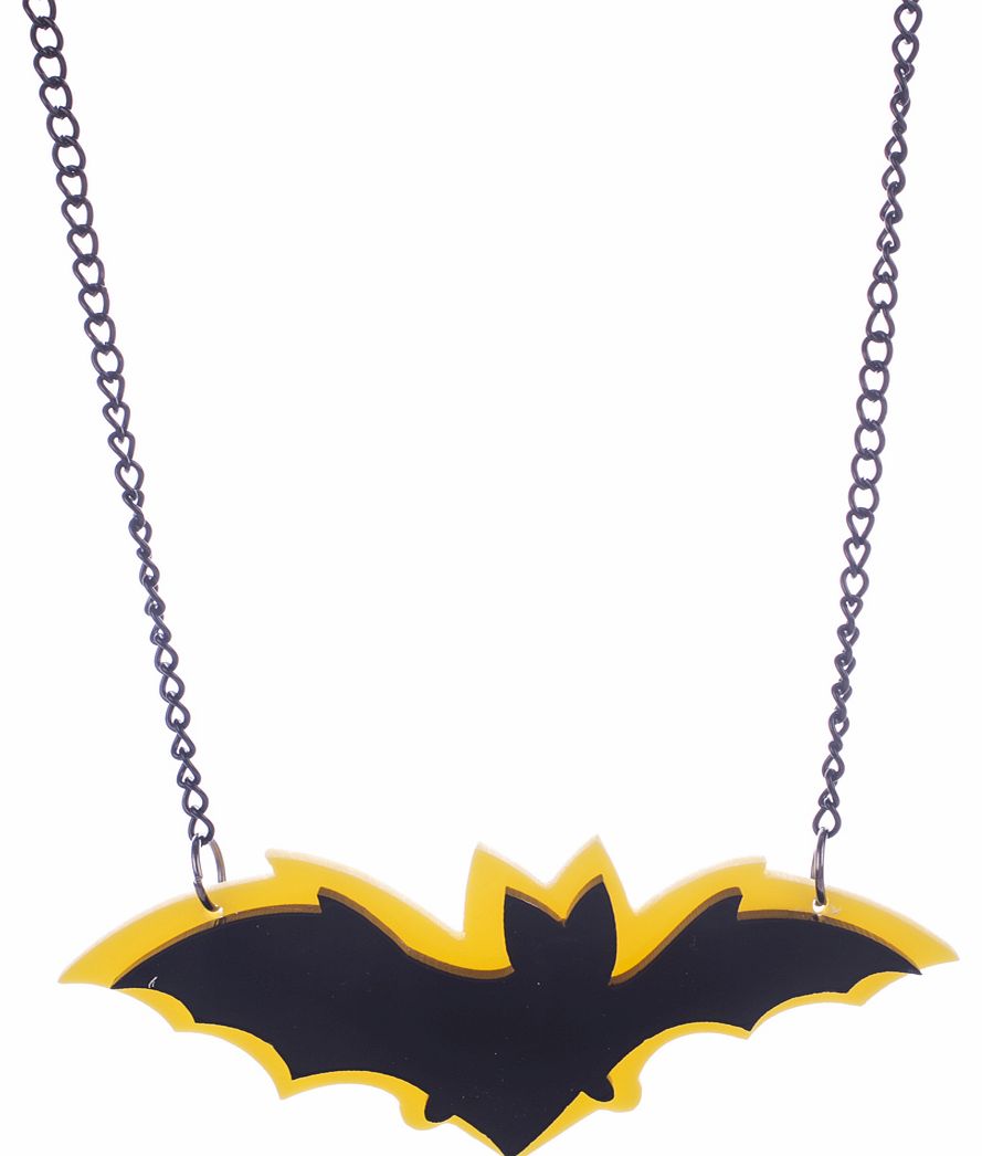 Layered Acrylic Black And Yellow Bat Necklace