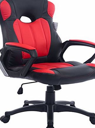 Cherry Tree Furniture Cherry Tree Racing Gaming Style PU Leather Swivel Office Chair in 2 Colours (Red)