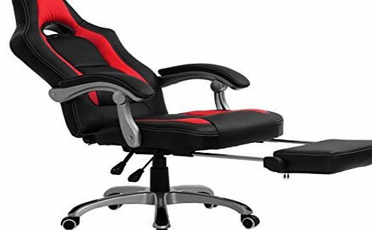Cherry Tree Furniture CTF Racing Sport Reclining High Back Swivel Chair with Foot Stool