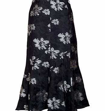 Chesca Floral Printed Skirt, Black/Silver