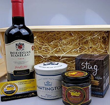 Cheshire Cheese Company Potted Hartington Stilton Port, Chutney amp; Biscuits Gift Box (Malbec Red Wine)