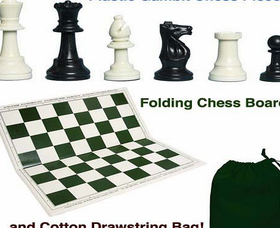 Plastic Gambit Chess Set, Folding Board and Plastic Box