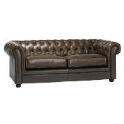 Chesterfield Large Leather Sofa, Brown