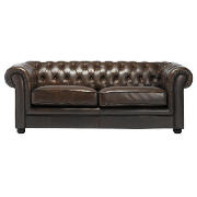 Chesterfield leather sofa large, antique brown