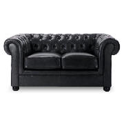 Chesterfield leather sofa regular, black
