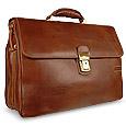 Menand#39;s Genuine Leather Double Gusset Briefcase