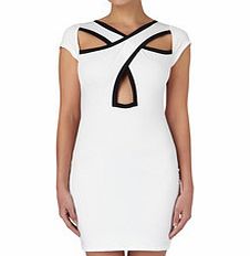 White cross-over cut-out front dress
