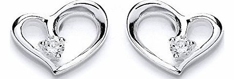 Chic Silver Cubic Zirconia Open Heart Stud Earrings