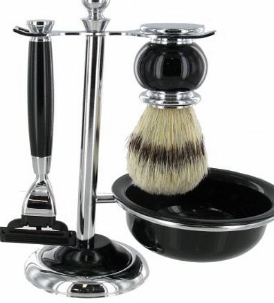 Chichi Gifts Artemis Black MACH 3 Shaving Gift Set - Razor, Bowl amp; Brush on Stand SHV119