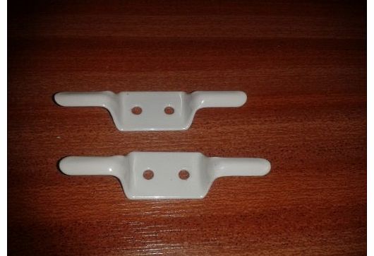 2PK Metal Cord Cleat - Hook Gloss Coated CREAM Double Hole For Curtains / Blinds