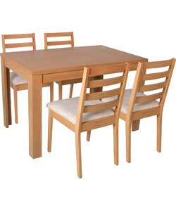 Chiltern Oak Dining Table and 4 Cream Slatted