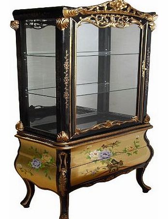 China Warehouse Direct Gold Leaf Display Cabinet with Floral Design, Display Unit, Oriental Chinese 