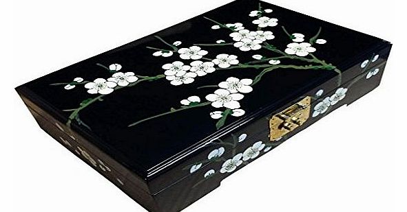 Hand painted Blossom Jewellery Box w/lock, Chinese Oriental Furniture & Gifts
