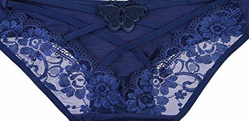 Chinatera Women Sexy Cotton Open Butt Panties Briefs knicker Lingerie Underwear (Dark Blue)