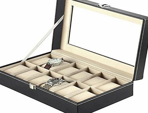 chinkyboo 12 Slots Watch Display Box Case Faux Leather
