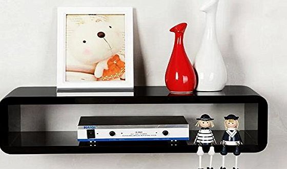 chinkyboo 50x15x27cm amp; Black/White/Red Floating Wall Mount Shelf Cube Sky Box DVD HIFI Unit Shelf (Black)