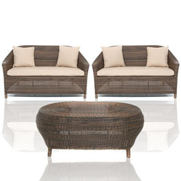 2 x 2 Seater Sofas & an Oval Coffee Table
