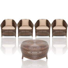 Chloe 4 x Armchairs & A Round Coffe Table