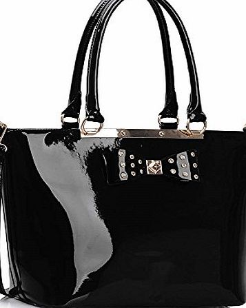 Chloe Ladies Designer Celebrity Bow Tote Bags Womens Hot Selling Trendy Handbag CWS00326A (Black)