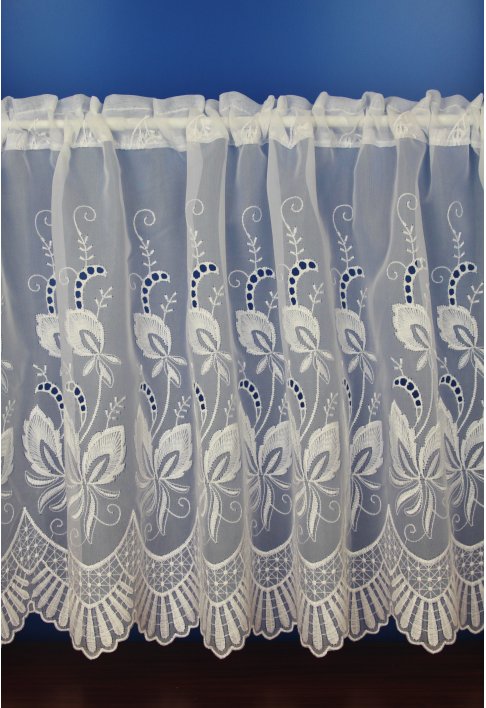 Chloe White Embroidered Voile Cafe Net Curtains