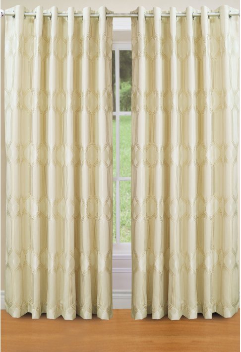 CHRISTIE Cream Lined Eyelet Curtains