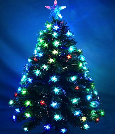 CHRISTMAS CONCEPTS 48 Inch (4FT) Green LED Fibre Optic Christmas Tree With Colour Changing LED Stars   Fibre Optics