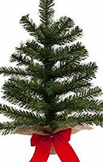 Christmas Decorations 45cm Green Table Top Indoor Artificial Tree With Base And Bow
