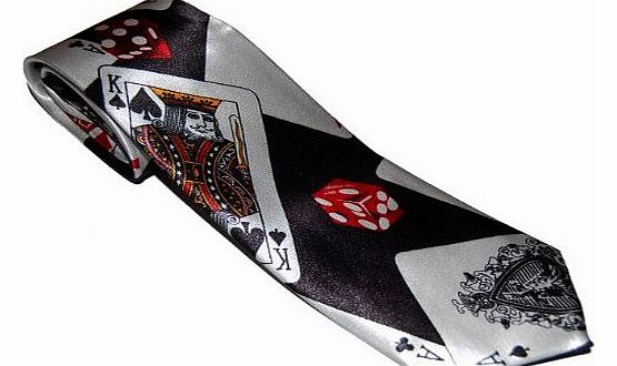 Playing Card & Dice Print Design Tie - Brand New (Poker/Vegas/21)