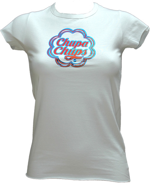 Ladies White Chupa Chups Logo T-Shirt