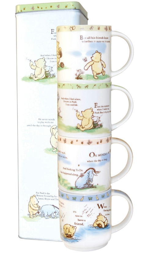 Churchill China Winnie The Pooh Friends Forever Set of 4 Mugs
