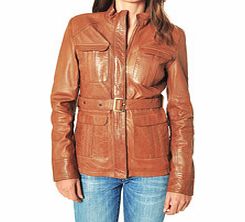 Claudia cognac leather jacket