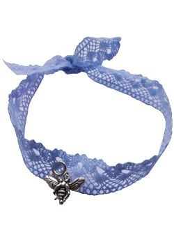 Vintage Lace Blue Wrap Bracelet with Charm by