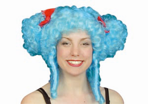 wig, blue with ringlets