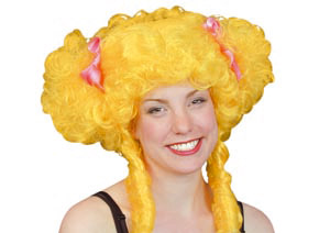 wig, yellow with ringlets