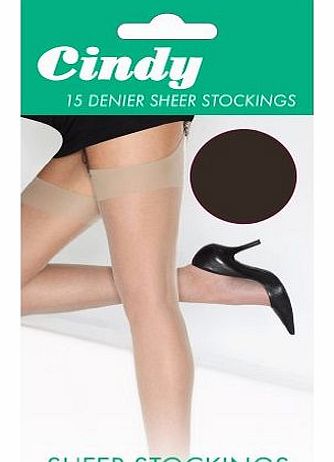 Cindy Womens/Ladies 15 Denier Sheer Stockings (1 Pair) (One Size (UK Shoe 3-8)) (Barely Black)