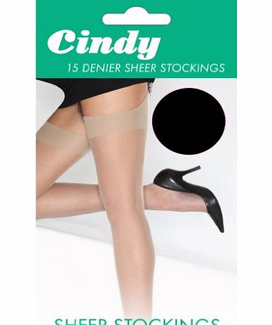 Cindy Womens/Ladies 15 Denier Sheer Stockings (1 Pair) (One Size (UK Shoe 3-8)) (Black)