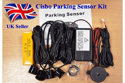 Parking Reversing Sensor Kit with 4 Sensors and Audio Buzzer in Black