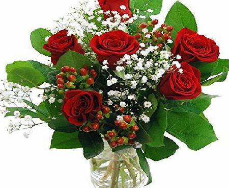 Clare Florist Valentines Flowers Heartfelt Red Roses Bouquet - 6 Gorgeous High Grade Fresh Roses