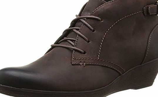 Clarks Womens Casual Clarks Nataline Emmi Leather Boots In Dark Brown Standard Fit Size 6.5