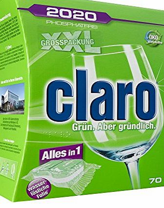 Claro  All in 1 - phosphate-free Eco Dishwasher tabs in the austerity package 70 Piece Pack