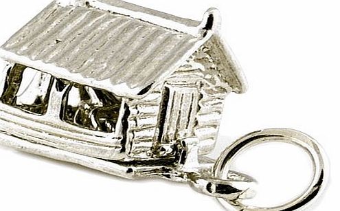 CLASSIC DESIGNS Sterling Silver 925 Opening Garden Shed Charm Reveals An Old Fashioned Push amp; Pull Lawn Roller N405