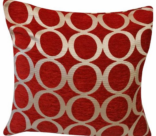 Classic Home Store Red/cream Faux Chenille Cushion Cover Circles Design